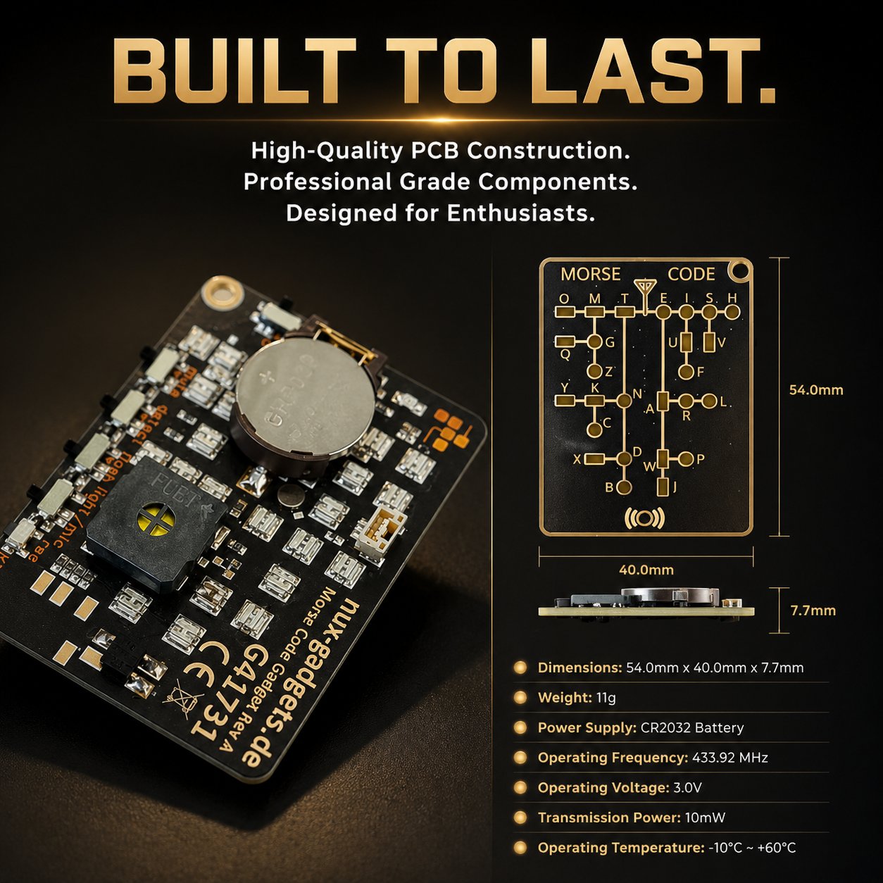 ๐ Morse Code Trainer Card Pro (LED Edition)