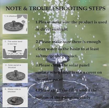 🔥Hot Sale 30% OFF🔥2026 Upgraded 1.4W Solar Bird Bath Fountain - Floating Solar Powered Water Pump with 7 Spray Patterns, Eco-Friendly Outdoor Fountain for Bird Bath, Garden, Pond & Pool