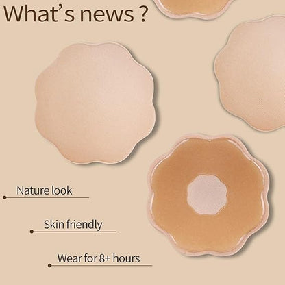 🔥Hot Sale 70% OFF🔥Boob Tape & Nipple Covers Set - Waterproof Breast Lift Tape for Large Breasts, Invisible Skin-Friendly Body Tape for Backless Outfits, All-Day Hold Adhesive Bra with 2 Pcs Petals (Tan)