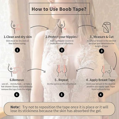 🔥Hot Sale 70% OFF🔥Boob Tape & Nipple Covers Set - Waterproof Breast Lift Tape for Large Breasts, Invisible Skin-Friendly Body Tape for Backless Outfits, All-Day Hold Adhesive Bra with 2 Pcs Petals (Tan)