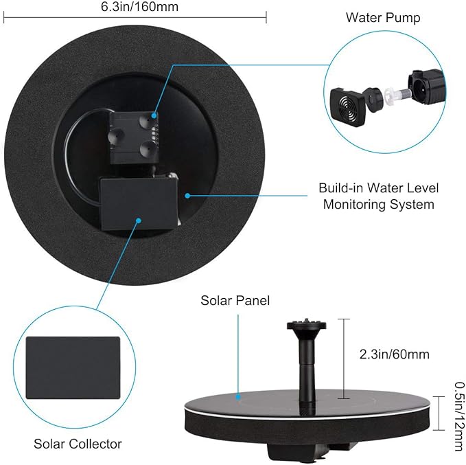 🔥Hot Sale 30% OFF🔥2026 Upgraded 1.4W Solar Bird Bath Fountain - Floating Solar Powered Water Pump with 7 Spray Patterns, Eco-Friendly Outdoor Fountain for Bird Bath, Garden, Pond & Pool