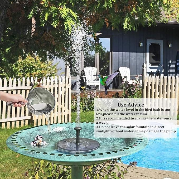 🔥Hot Sale 30% OFF🔥2026 Upgraded 1.4W Solar Bird Bath Fountain - Floating Solar Powered Water Pump with 7 Spray Patterns, Eco-Friendly Outdoor Fountain for Bird Bath, Garden, Pond & Pool