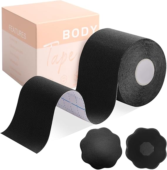 🔥Hot Sale 70% OFF🔥Boob Tape & Nipple Covers Set - Waterproof Breast Lift Tape for Large Breasts, Invisible Skin-Friendly Body Tape for Backless Outfits, All-Day Hold Adhesive Bra with 2 Pcs Petals (Tan)