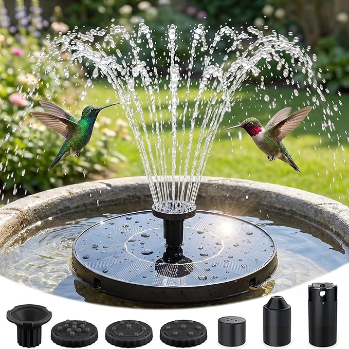 🔥Hot Sale 30% OFF🔥2026 Upgraded 1.4W Solar Bird Bath Fountain - Floating Solar Powered Water Pump with 7 Spray Patterns, Eco-Friendly Outdoor Fountain for Bird Bath, Garden, Pond & Pool