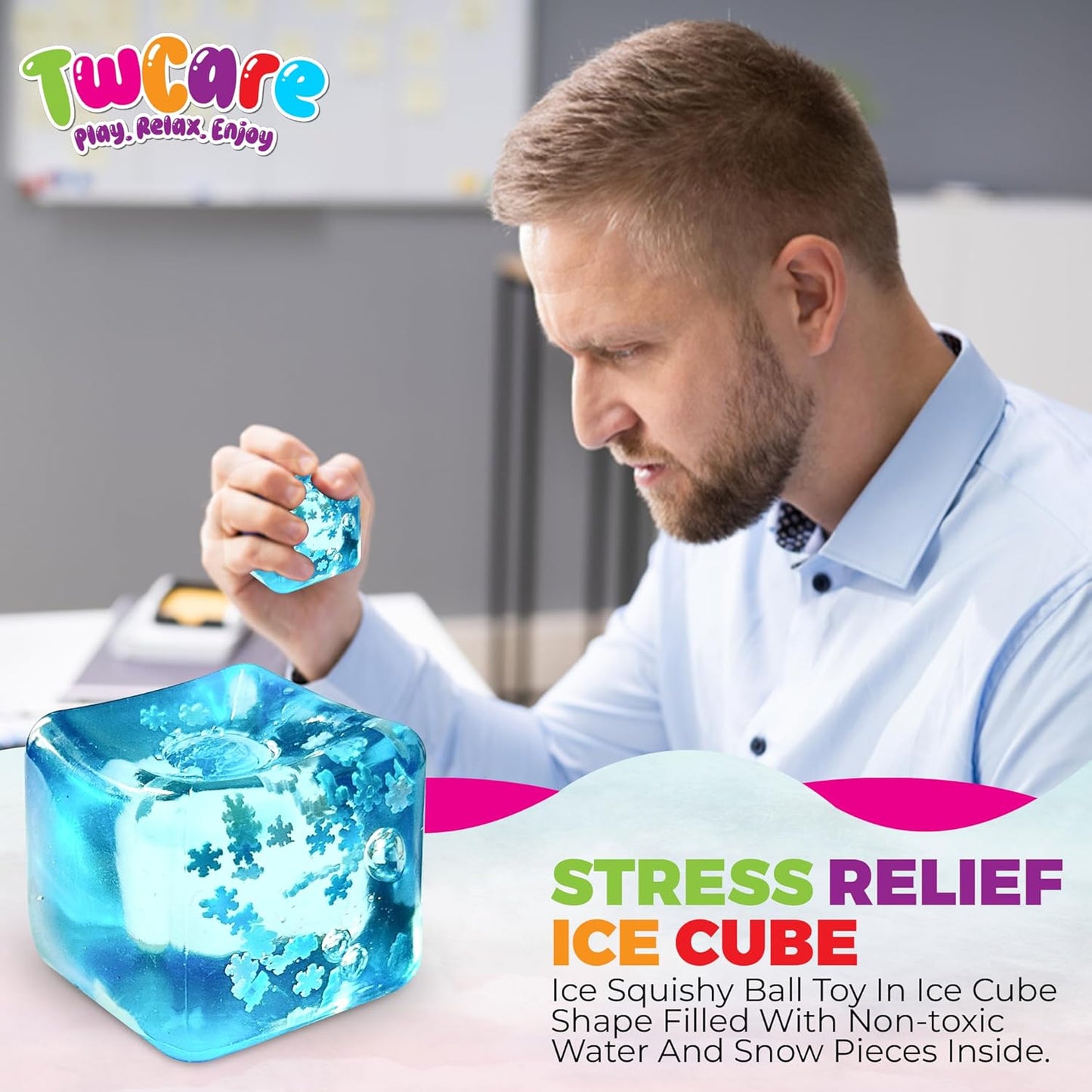 🔥Hot Sale 50% OFF🔥Snowflake Ice Cube Stress Ball - Soft Sensory Fidget Toy for Anxiety Relief, Cool Gel Squeeze Toy for Kids & Adults, Ideal for Office Desk, Study Focus & ADHD, Winter Theme Calm Down Tool