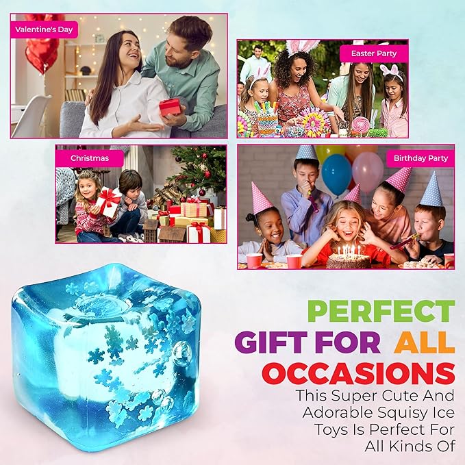 🔥Hot Sale 50% OFF🔥Snowflake Ice Cube Stress Ball - Soft Sensory Fidget Toy for Anxiety Relief, Cool Gel Squeeze Toy for Kids & Adults, Ideal for Office Desk, Study Focus & ADHD, Winter Theme Calm Down Tool